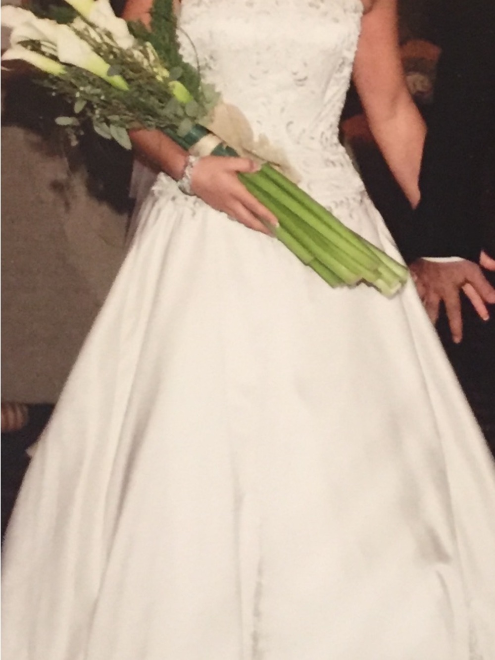 Elegant White Lace Bodice A-Line Wedding Dress